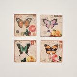 Square Absorbant Butterfly Ceramic Coaster Set