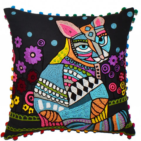 Cat Embroidery Cushion Cover | 45 x 45 cm