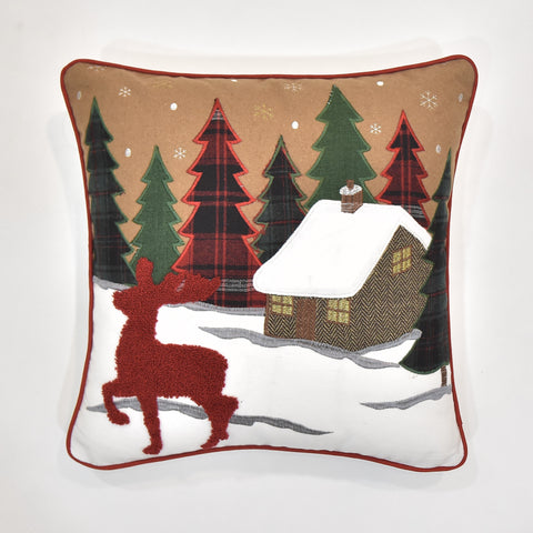 Christmas Applique Reindeer Cushion Cover | 45 x 45 cm
