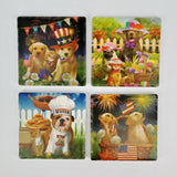 Square Absorbant Doggie Ceramic Coaster Set